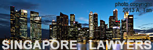 Nite skyline of Singapore - caption SINGAPORE LAWYERS
