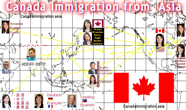 Map of Asia Pacific & Canada immigration lawyers and consultants photos for Vancouver, Toronto, Montreal &  USA